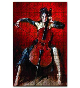 Cakapuzzle Siyah Elbiseli Viyola Çalan Kadın Puzzle Yapboz MDF (Ahşap) (500 Parça)