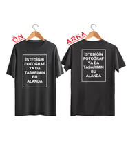 BYVOL Kendin Tasarla T-shirt Kişiye Özel Tişört Baskılı Tshirt (ÖN+ARKA BASKI) (Siyah)