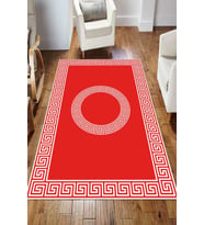 Dijital Kaymaz Taban Yıkanabilir Salon Halısı Mutfak Halısı Koridor Halısı Yolluk ND-HS-415 (Kırmızı-Beyaz)