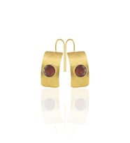 Kadir Jewellery 22 Ayar Altın Kaplama Kadın Minimal Küpe -El İşçiliği Ve Hipoalerjenik Küpe (Kahverengi)