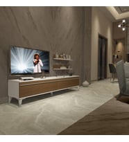 Decoraktiv Eko 4 Mdf Std Silver Tv Ünitesi Tv Sehpası - Parlak Beyaz (Beyaz - Ceviz)