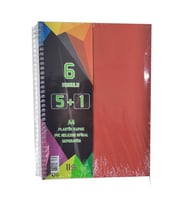 5+1 Ayraçlı Defter 6 Konulu 150 Yaprak 1 Adet 5 Kareli 1 Çizgili Spralli Plastik Kapak Seperatörlü (Turuncu)