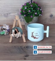 Doğum Günü Hediyesi İsme Özel Kupa Bardak Beyaz ve Fotoğraflı Ahşap Anahtarlık Hediye (Model 12)