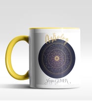 Kişiye Özel Astrolog Tasarımlı Siyah Kupa (Beyaz-Sarı)