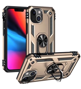 Uyumlu Model Apple iPhone 13 Kılıf Yüzüklü Zırh Tank Vega (Gold)