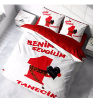 MonoHome Sevgililer Günü Pamuk Saten Çift Kişilik Nevresim Takımı Birtanem (Beyaz)