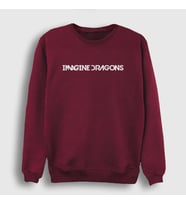 Presmono Unisex Beyaz Logo Imagine Dragons Sweatshirt 81982tt (Bordo)