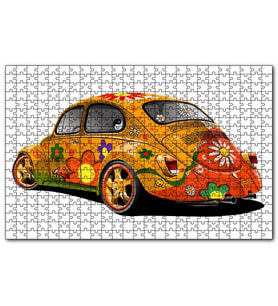 Cakapuzzle Hippi Tosbağa  Puzzle Yapboz MDF (Ahşap) (500 Parça)