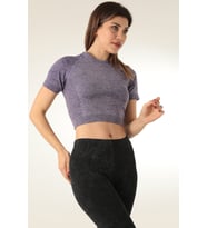 Miofit Kısa Kollu Kadın Spor Tişört (Mor)
