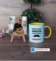Erkek Öğretmene Hediye Fotoğraflı Dekoratif Taş, Kupa Bardak Beyaz Hediye (Model 7)