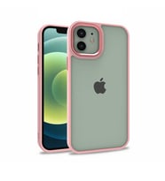 Apple iPhone 12 Kılıf Case, Kamera Lens Korumalı Elektroplatin Kaplama Sert PC Koruyucu Colourful Platinum Serisi (Rose)