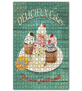 Cakapuzzle Lezzetli Kek Afişi Görseli Puzzle Yapboz MDF (Ahşap) (500 Parça)