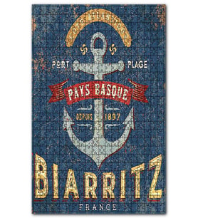 Cakapuzzle Fransa Biarritz ve Çapa Afişi Görseli Puzzle Yapboz MDF (Ahşap) (1000 Parça)