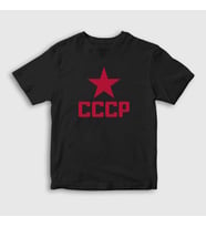 Presmono Unisex Çocuk Beyaz Red CCCP Sovyetler Birliği T-Shirt 267441tt (Siyah)