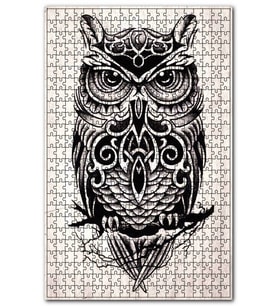 Cakapuzzle Desenli Baykuş Görseli Puzzle Yapboz MDF (Ahşap) (500 Parça)