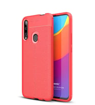 Microsonic Huawei Honor 9X Kılıf Deri Dokulu Silikon (Kırmızı)