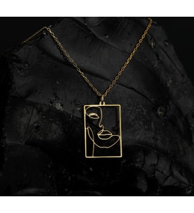 Gümüş Women Face Necklace (Gold)