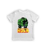 Hulk baskılı pamuklu penye kumaş yazlık çocuk tişört (Beyaz)