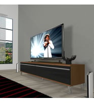 Decoraktiv Eko 140T Mdf Krom Ayaklı Tv Ünitesi Tv Sehpası (Siyah - Ceviz)