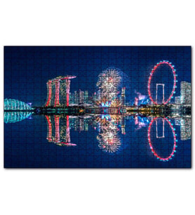 Cakapuzzle Malezya Singapur Gökdelenler ve Gece Yansımaları  Puzzle Yapboz MDF (Ahşap) (500 Parça)