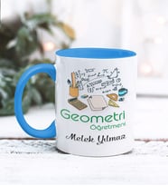 Geometri Öğretmeni Tasarımlı Kişiye Özel Kupa Bardak (Mavi)