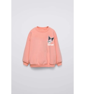 KIZ ÇOCUK KUROMİ MODELLİ BİSİKLET YAKA PAMUK SWEAT (Somon)