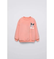 KIZ ÇOCUK KUROMİ MODELLİ BİSİKLET YAKA PAMUK SWEAT (Somon)