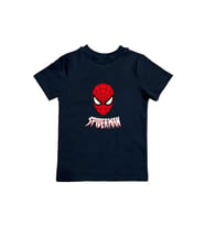 Spiderman baskılı örümcek adam pamuklu penye kumaş yazlık çocuk tişört (Siyah)