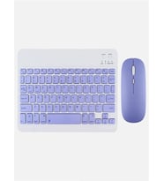 BKB011 Mini Kablosuz Bluetooth Klavye & Mouse Seti - Universal Uyumlu, Taşınabilir ve Şarjlı (Mor)
