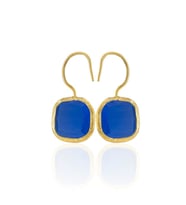Kadir Jewellery 22 Ayar Altın Kaplama Kare Taşlı Küpe -El İşçiliği Ve Hipoalerjenik Küpe (Parlement)