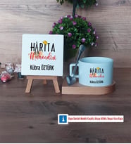Harita Mühendisi Dekoratif Taş, Kupa Bardak Kırmızı Hediye (Model 7)