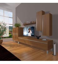 Decoraktiv Eko 6 Mdf Std Krom Ayaklı Tv Ünitesi Tv Sehpası (Ceviz)