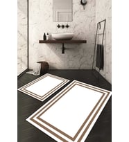 Dijital Baskılı Kaymaz Taban Yıkanabilir 2'li Klozet Takımı Banyo Paspası NDKZ-HT-1084 (Beyaz - Kahverengi)