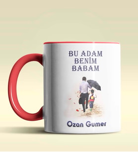 Kişiye Özel Bu Adam Benim Babam Tasarımlı Siyah Kupa Bardak (Kırmızı)
