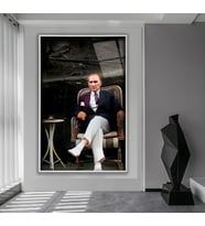 Metal Çerçeveli Atatürk Cam Tablo (Beyaz)