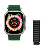 Pazariz Watch 8 Ultra 49mm  Amax Ultra Akıllı NFC - GPS - Kablosuz Şarj YEŞİL  (Yeşil-Siyah)