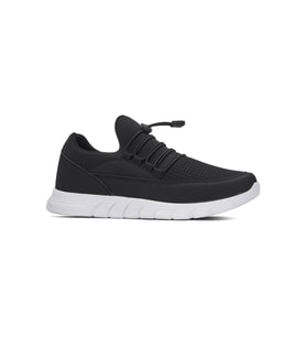 Günlük Kadın Erkek Sneaker Spor Ayakkabı Lastik Bağcıklı Fileli 05 (Siyah - Beyaz)