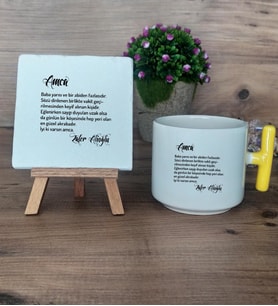 Amca Hediye Seti Kupa Bardak T Kulplu ve Dekoratif Taş Amcaya Doğum Günü Hediyesi (Model 5)