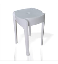 Büyük Geniş Uzun Sağlam Sert Plastik Kırılmaz Hafif 45 cm Banyo Balkon Bahçe Oturak Tabure Sandalye (BEYAZ-TAŞ)