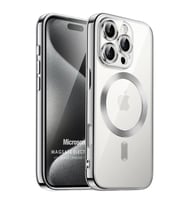 Microsonic Apple iPhone 16 Pro Kılıf MagSafe Luxury Electroplate Siyah (Gümüş)