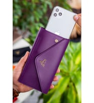 Envelope Telefon ve Bozuk Para Bölmeli Zarf Model Kadın Cüzdan (Mürdüm)