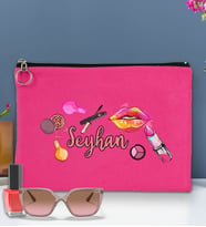 BK Gift Kişiye Özel İsimli-4 Astarlı Portföy Çanta 30x21cm(12 Renk Seçeneği), Baskılı El Çantası, Organizer Çanta (Fuşya)