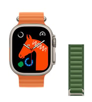 Pazariz Watch 8 Ultra 49mm  Amax Ultra Akıllı NFC - GPS - Kablosuz Şarj TURUNCU (Turuncu - Yeşil)