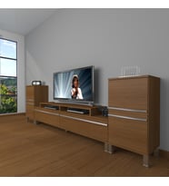 Decoraktiv Ekoflex On2 Mdf Krom Ayaklı Tv Ünitesi Tv Sehpası (Ceviz)