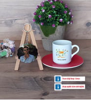 SMM Mali Müşavir Türk Kahvesi Fincanı Ahşap Altlıklı ve Fotoğraflı Ahşap Anahtarlık HediyeMuhasebeciler Günü Hediyesi (Model 3)