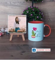 Arkadaşa Hediye Kaktüs Fotoğraflı Dekoratif Taş, Kupa Bardak Beyaz Hediye Doğum Günü Hediyesi (Model 13)