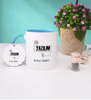 Yazılım Mühendisi Kupa Bardak ve Anahtarlık (Mavi)