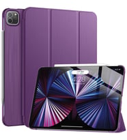 Apple iPad Pro 12.9 5. Nesil 2021 Kılıf PU Deri Smart Standlı Case A2378 A2379 A (Mor)