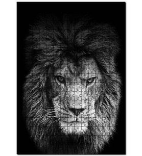 Cakapuzzle Yorgun Kral Aslan Siyah Beyaz Görsel Puzzle Yapboz MDF (Ahşap) (500 Parça)
