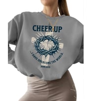 3 iplik şardonlu bisiklet yaka Bej kalın erkek Sweatshirt Sweatshirt kadın unisex Hıristiyan (Gri)